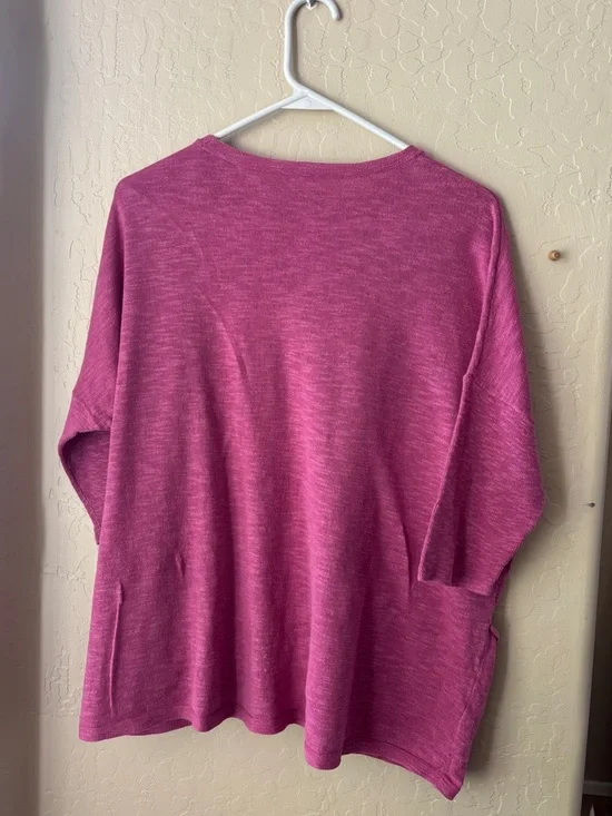 J. Jill Strawberry Pink Linen & Cotton Oversized Top w Pockets Women’s Medium - Picture 2 of 10